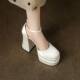 12cm Wedding Shoes, Wedding Dress Essential, Petite-Friendly, Chunky Heel, Platform Sole, Mary Jane High Heels, Fall 2024
