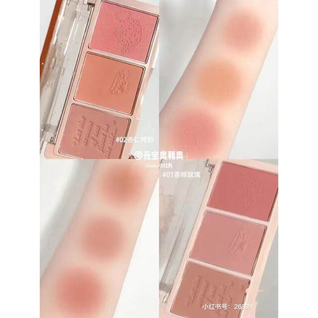 In stock HOLD LIVE three-color blush eye shadow palette dry rose holdlive contouring highlight blush blue and purple