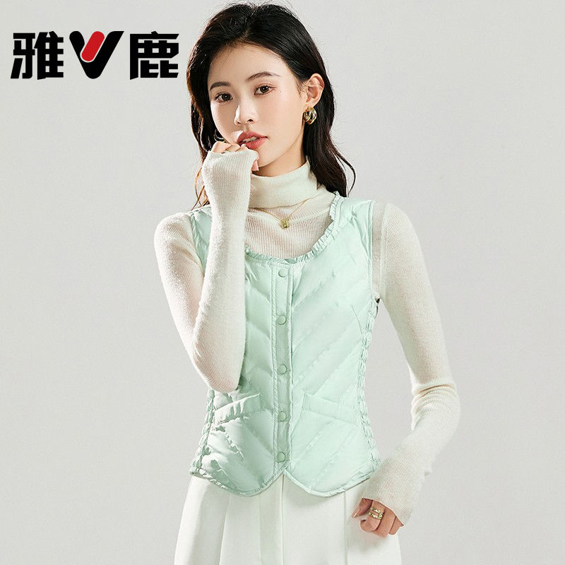 Yalu down Vest for Women 2025 New Model Lightweight Fitted Warm Short Vest Inner Layer Gilet
