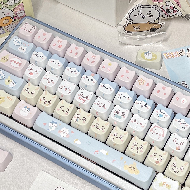 Maorbeng Mao Highly Chikawa-Style Kawaii Mechanical Keyboard Cross Keycaps Pbt Dye-Sublimation