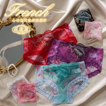 Huamanwu (shoot one hair four) womens lace hollow underwear light and breathable pure lust style briefs