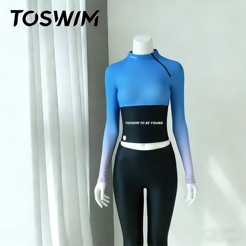 [Sample Clearance - Blue Coast] Toswim Two-Piece Long Sleeve Long Pants Women's Casual Surfing Swimsuit Diving Suit