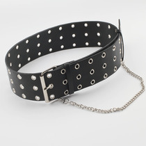 Japan FCs new punk style three-row hole wide girdle Korean style fashion coat dress accessories trendy belt for women