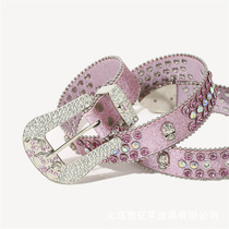 Japan FC personalized full diamond belt fashion trend rhinestone belt hot selling pin buckle crystal belt