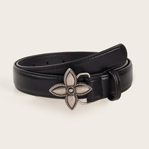 Japan FCs new metal flower snap buckle belt versatile simple retro womens belt decorative jeans trendy