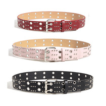 Japanese FC punk style double-breasted heavy metal belt Korean style jeans fashion decorative trouser belt eyelet belt