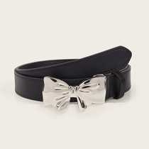 Japan FCs new mirrored bow buckle belt versatile simple retro womens belt decorated jeans trendy