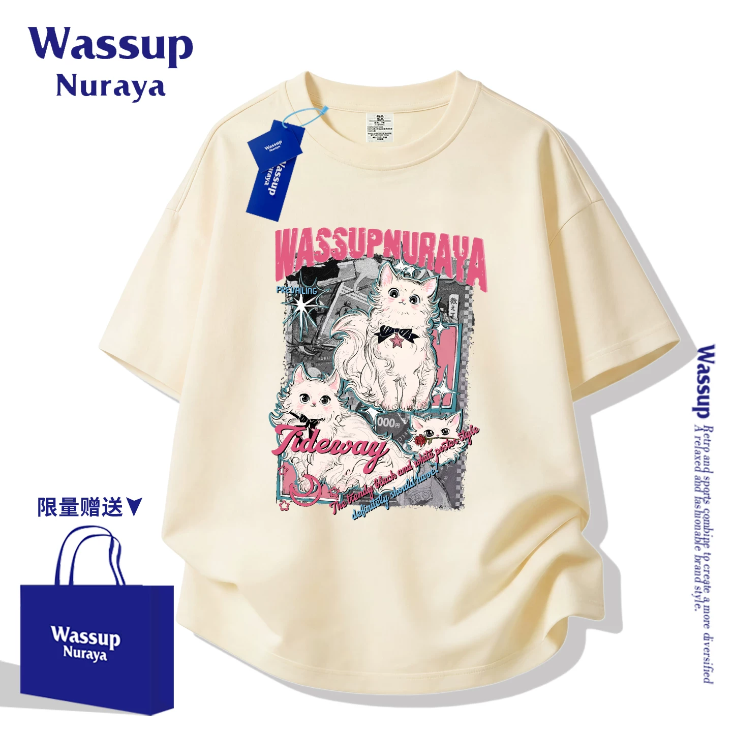 Футболка с коротким рукавом из хлопка цвета фуксия, oversize