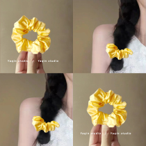 Cream cheese yellow yellow fabric large intestine hair tie solid color headband versatile elastic rubber band hair accessories for women