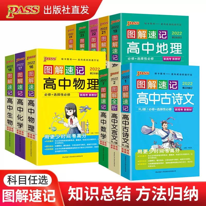 高中图解速记古诗文数学英语语法物理化学公式定律历史思想政治基础知识便携口袋书pass绿卡图书