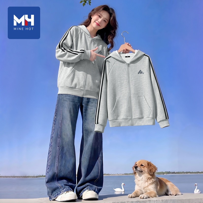 Tangshi Group Women's Sweatshirt Jacket Autumn 2026 New Trendy Popular Hooded Small Size Gray Cardigan Top X Tangshi Group Women's Sweatshirt Jacket Autumn 2026 New Trendy Popular Hooded Small Size Gray Cardigan Top X