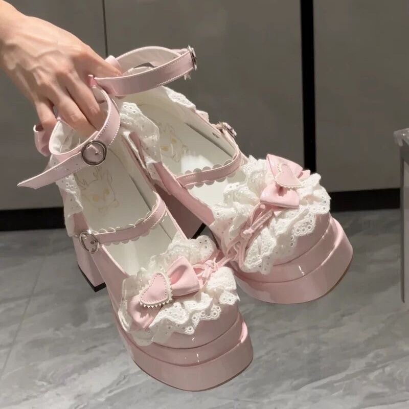 Original Sweet Princess Style Lolita Shoes, Cute Little Leather Shoes, Waterproof Platform High Heels, Women's Shoes