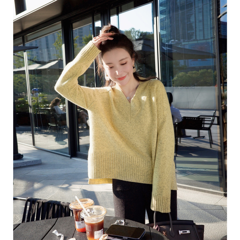 9.19）Blue Big Brother丨Heavyweight High-End Ab Snowflake Yarn V-Neck Consinee All-Cashmere Sweater (Special Price 8270)