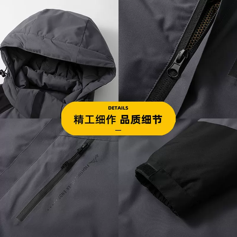 Demi-season keep warm down jacket with hood, oversize, increased thickness
