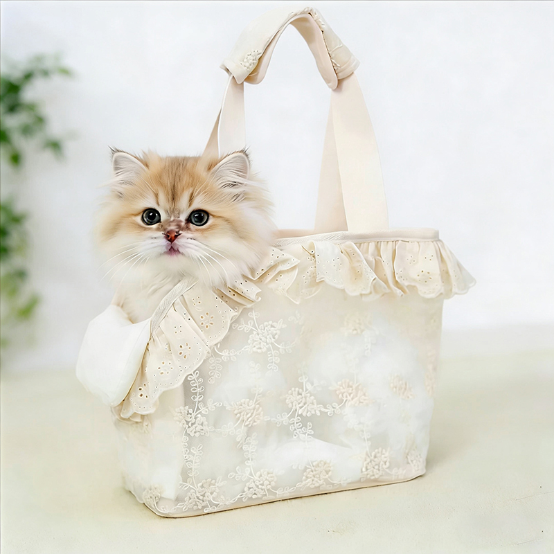 Cat Bag, Dog Bag, Summer Pet Outing Portable Breathable Shoulder Bag, Teddy Small Dog Backpack, Lace Handbag
