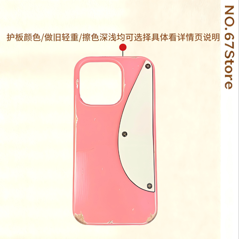 【Store No. 67】Fender St White Background with Pink Light Distressing Vintage Guitar Phone Case, Solid Wood Nitrocellulose Paint, Suitable for All Apple iPhone Series, Anti-Drop Case, Stratocaster