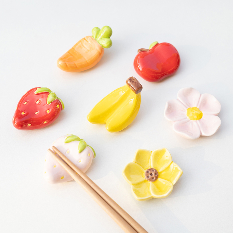 Small Terrace Creative ins Fruit and Vegetable Ornaments Chopstick Holder Tea Pet Small Ornaments Handmade Ceramic Chopstick Rest Chopstick Holder