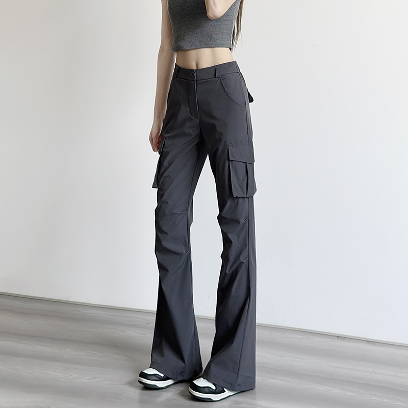 Micro-Flared Cargo Pants for Women, Summer 2026 New American-Style Slim-Fit Sports Quick-Dry Parachute Flared Pants