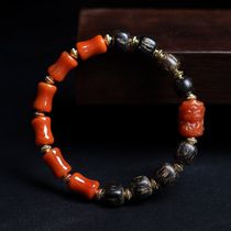 Hainan Agarwood with Southern Red Agate Bamboo Bracelet Wenwan Green Tara Bracelet National Style Jewelry Wholesale