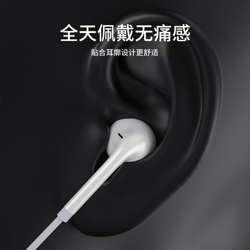 Wired Earphones, Semi-In-Ear Type, 3.5mm Round Jack, In-Line Control with Microphone, Suitable for Listening and Speaking Exams, Radio, Universal Earbuds