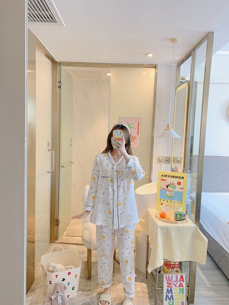 全棉纯棉月子服夏季薄款产后哺乳4月份5孕妇睡衣女产妇全棉两件套 — 47