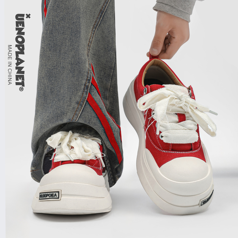 Uenoplanet Yan Haoxiang Same Style Canvas Shoes for Men 2026 Couple Casual Chunky Shoes Thick-Soled Height-Increasing Sneakers for Women
