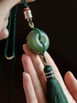 High-end collection-grade Hetian jade safety buckle car pendant high-end car pendant tassel rearview mirror pendant for men and women