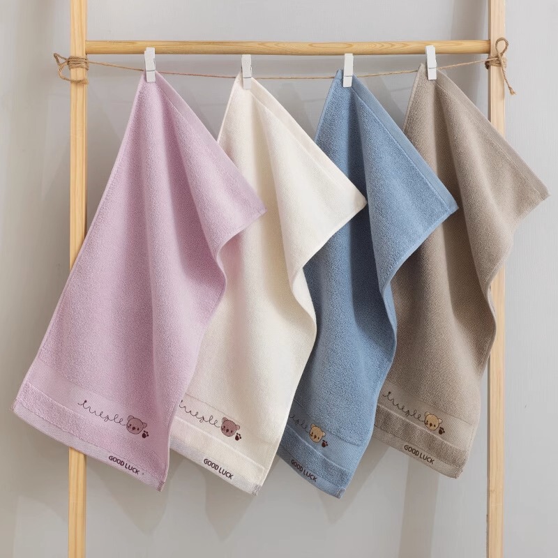 Little Bear Pure Cotton Children's Small Towel for Face Washing, Household Use, Soft, All-Cotton, Absorbent, Lint-Free Hand Towel, Female Student Face Towel