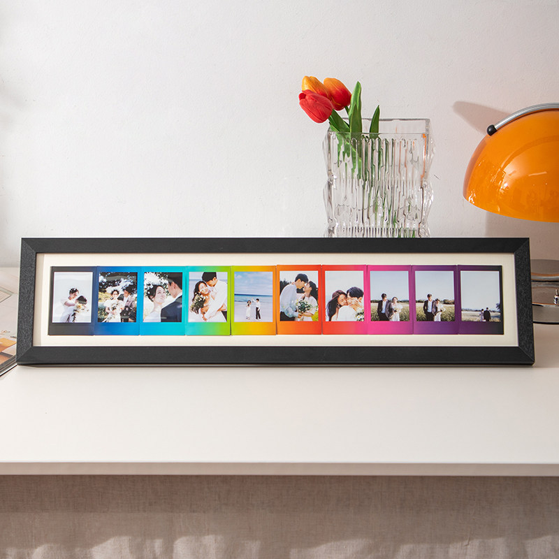 Instant Photo Paper Special Frame Rainbow Gradient Photo Paper Solid Wood Long Strip DIY Graffiti Photo Frame Display Stand Gift Instant Photo Paper Special Frame Rainbow Gradient Photo Paper Solid Wood Long Strip DIY Graffiti Photo Frame Display Stand Gift