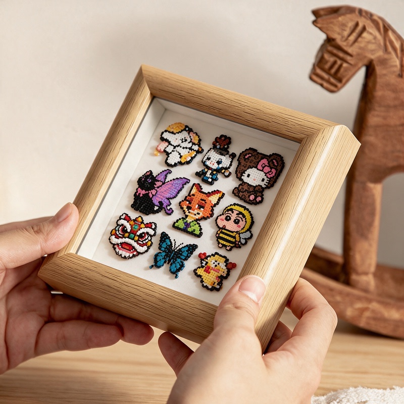 Cute Square Mini Bead Art Photo Frame Display Stand DIY Finished Product Display Storage Box Creative Empty Frame Desktop Cute Square Mini Bead Art Photo Frame Display Stand DIY Finished Product Display Storage Box Creative Empty Frame Desktop