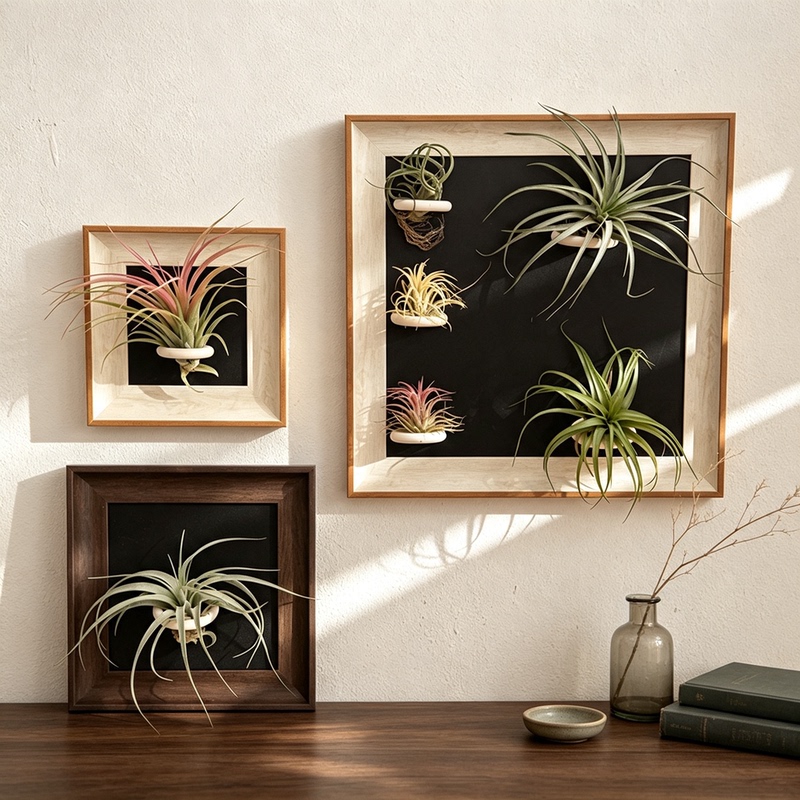 Retro High-End Air Plant Flower Pot Photo Frame Wooden Flower Stand Accessories Magnet Stone Suction DIY Handmade Green Plants Retro High-End Air Plant Flower Pot Photo Frame Wooden Flower Stand Accessories Magnet Stone Suction DIY Handmade Green Plants