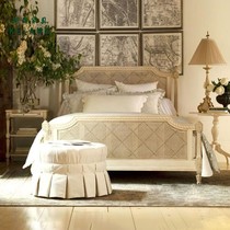 French light luxury solid wood bed double bed 1 8m retro master bedroom furniture American European rattan high-end princess bed