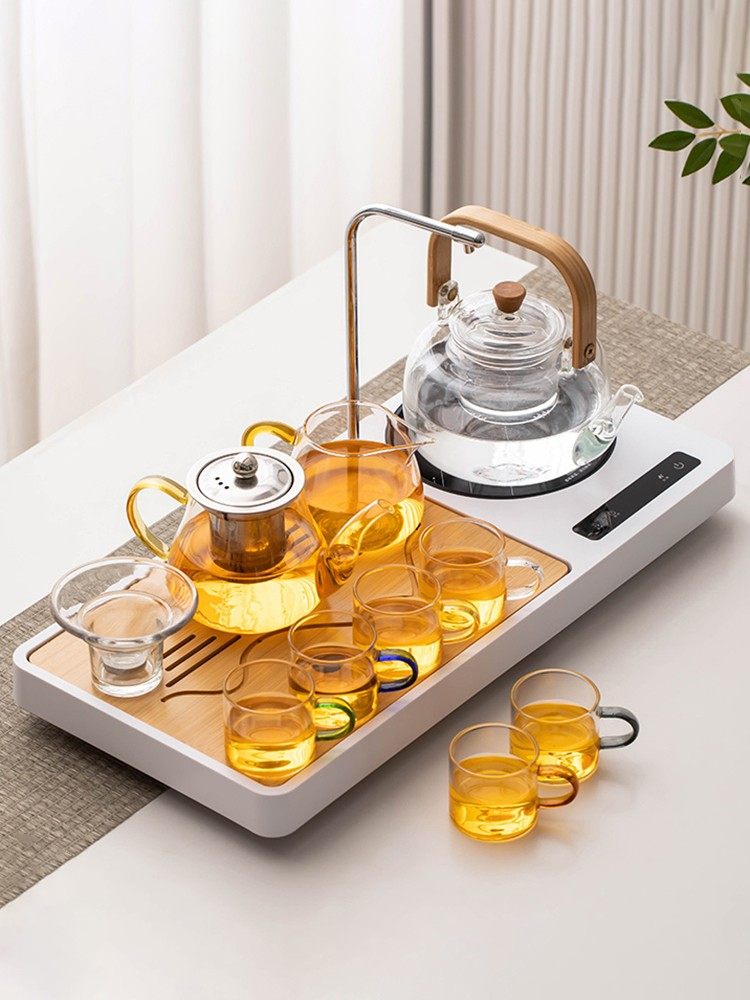 Gold Foci Kung Fu Tea Suit Home Electric Pottery Stove Cooking Tea Small Tea Table Integrated Fully Automatic Tea Tray Small Glass-Taobao
