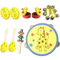 Percussion instrument set Kindergarten Kindergarten teaching tool ringing board sandbell drum childrens toy color set yellow ten pieces