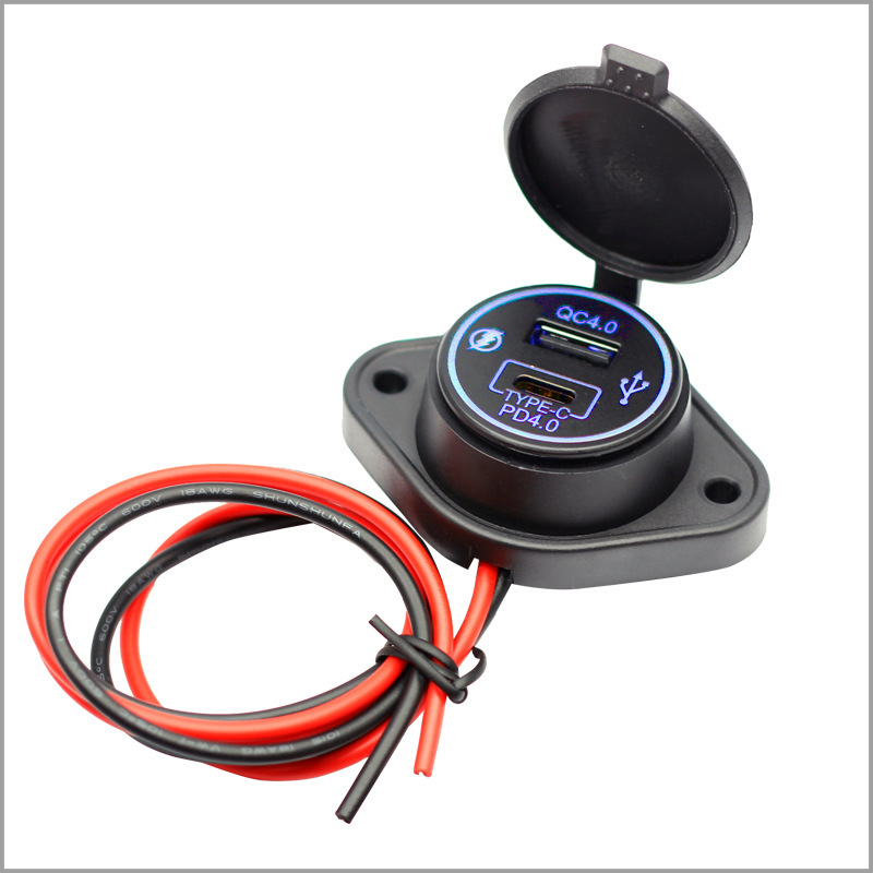 Pd Fast Charging Oval Fixed Plate Led+Qc4.0+Type-Cpd4.0 Dual-Port Car Charger