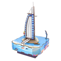 DIY handmade puzzle sailboat hotel clockwork music box tourist attraction souvenir customizable rotatable music box