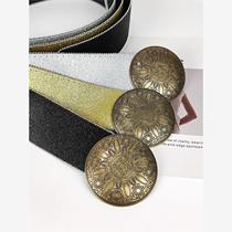Japan FCs new autumn metal engraved disc belt decorative girdle with coat dress wide belt