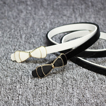 Japanese FC bow plate buckle sweet thin belt womens patent leather small belt Korean style fashion long shirt dress