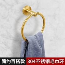 304 stainless steel bathroom towel rack towel ring face towel ring storage rack gold bath towel rack no punching