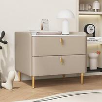 Simple modern environmentally friendly bedside table pure solid wood slate light luxury bedroom heightened storage cabinet minimalist high-end storage cabinet