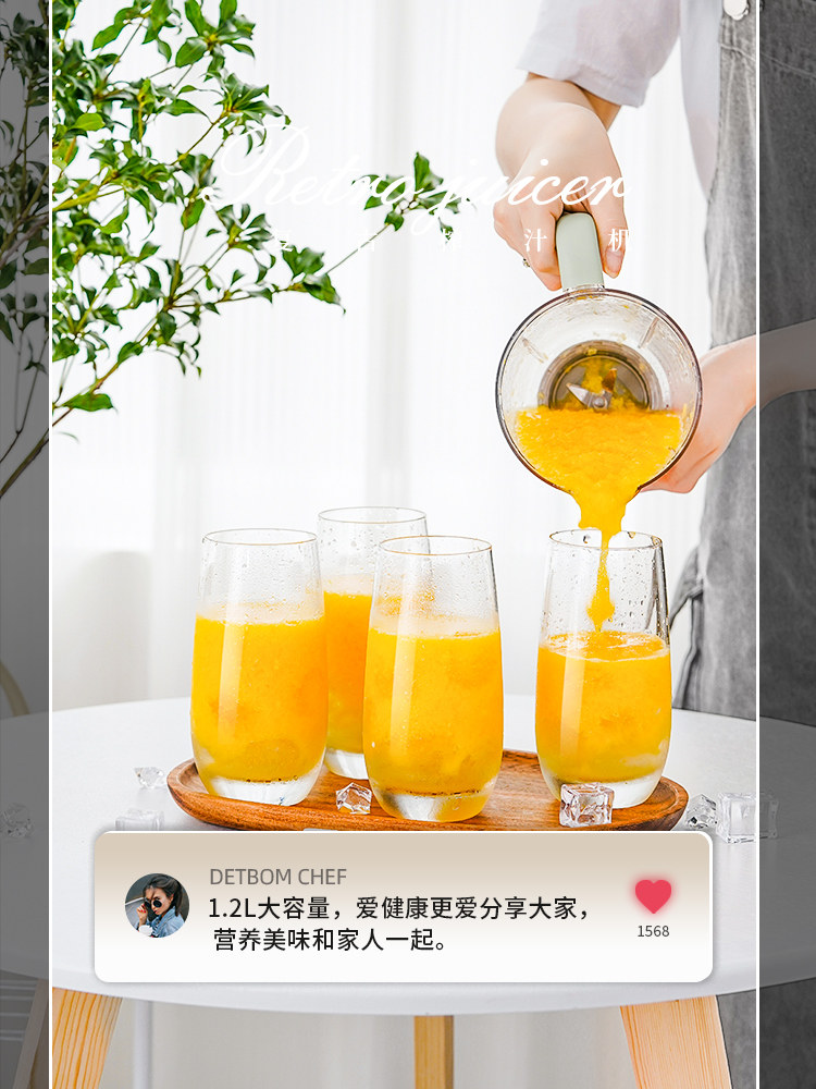 Juicer, Household Small Fruit Juice Blender, Multi-Functional Cooking and Grinding Machine