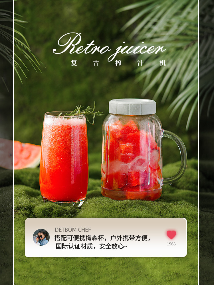 Juicer, Household Small Fruit Juice Blender, Multi-Functional Cooking and Grinding Machine