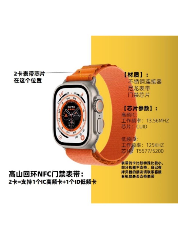 Apple Watch Ultra 8 Nfc Access Control Card Strap Ic/Id Alpine Loop Strap Campus Card Work Card