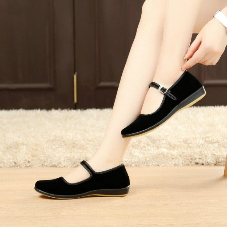 Обувь для янгэ 民族秧歌舞蹈黑色跟布鞋女胶州藏族东北民间高跟舞鞋检定考试专用儿童