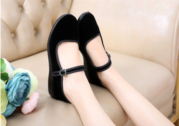 Обувь для янгэ 民族秧歌舞蹈黑色跟布鞋女胶州藏族东北民间高跟舞鞋检定考试专用儿童