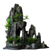 Fish tank Scenery Decoration Fake Mountain Stone Headgrass Cloth View Emulation Water Grass Fabrication Package Aquarium Size Pendulum