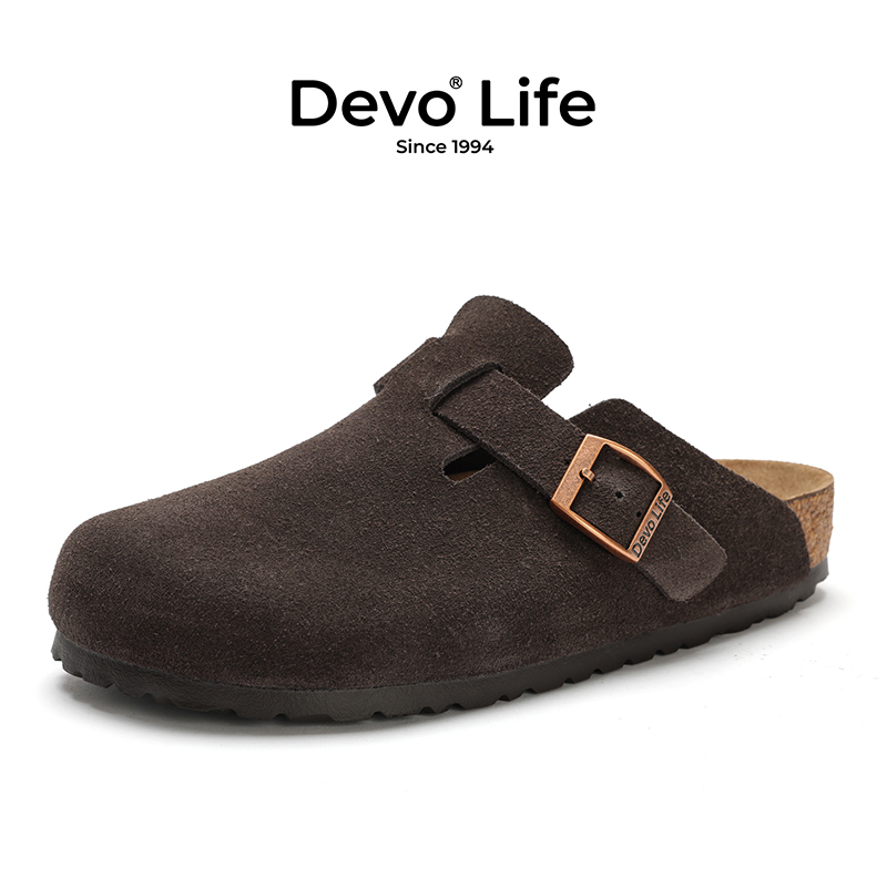 Devo Life Half-Pack Cork Slippers for Men and Women, Casual Closed-Toe Slippers for Outdoor Wear 3624