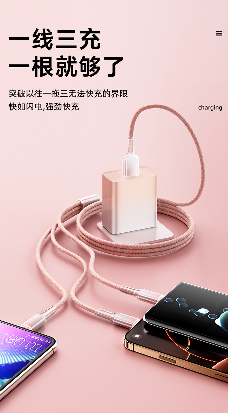120W Şarj Cihazı Huawei Xiaomi Apple Üç İn Bir USB-C Süper Hızlı Şarj Şarj Başlığı