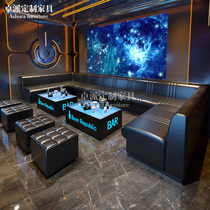 Customized home ktv sofa coffee table combination bar sofa deck clear bar tavern sofa table and chair light luxury club