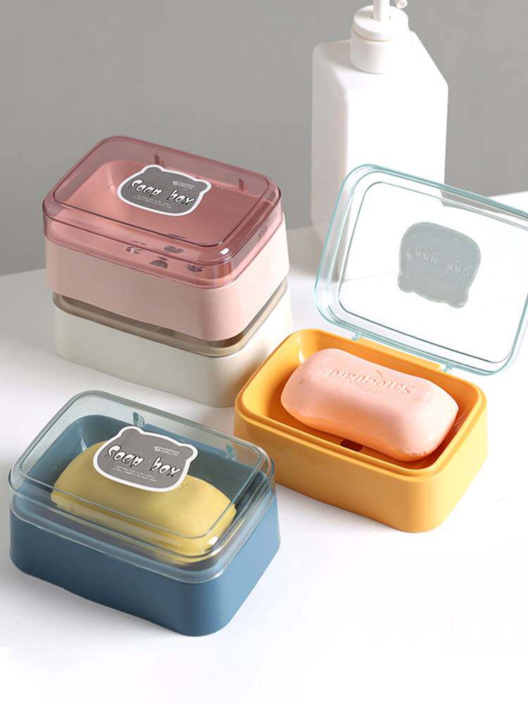 Creative flip soap box minimalist transparent drain box Home Dormitory Portable Soap Box Toilet Balcony Soap box-Taobao